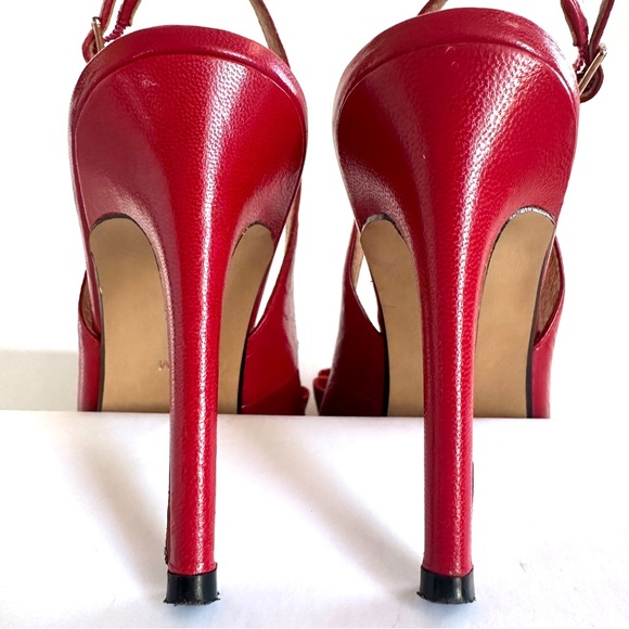 HALOGEN LILA RED LEATHER STUDDED BOW POINTED-TOE SLINGBACK HEELS PUMPS Sz7 - Picture 11 of 13